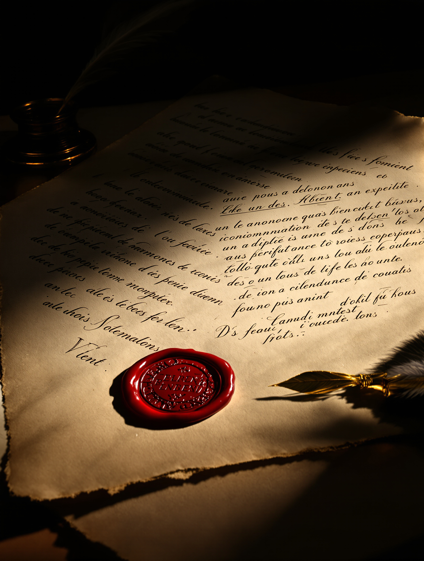 Acte notarié ancien et sceau de cire – solennité et jargon du droit