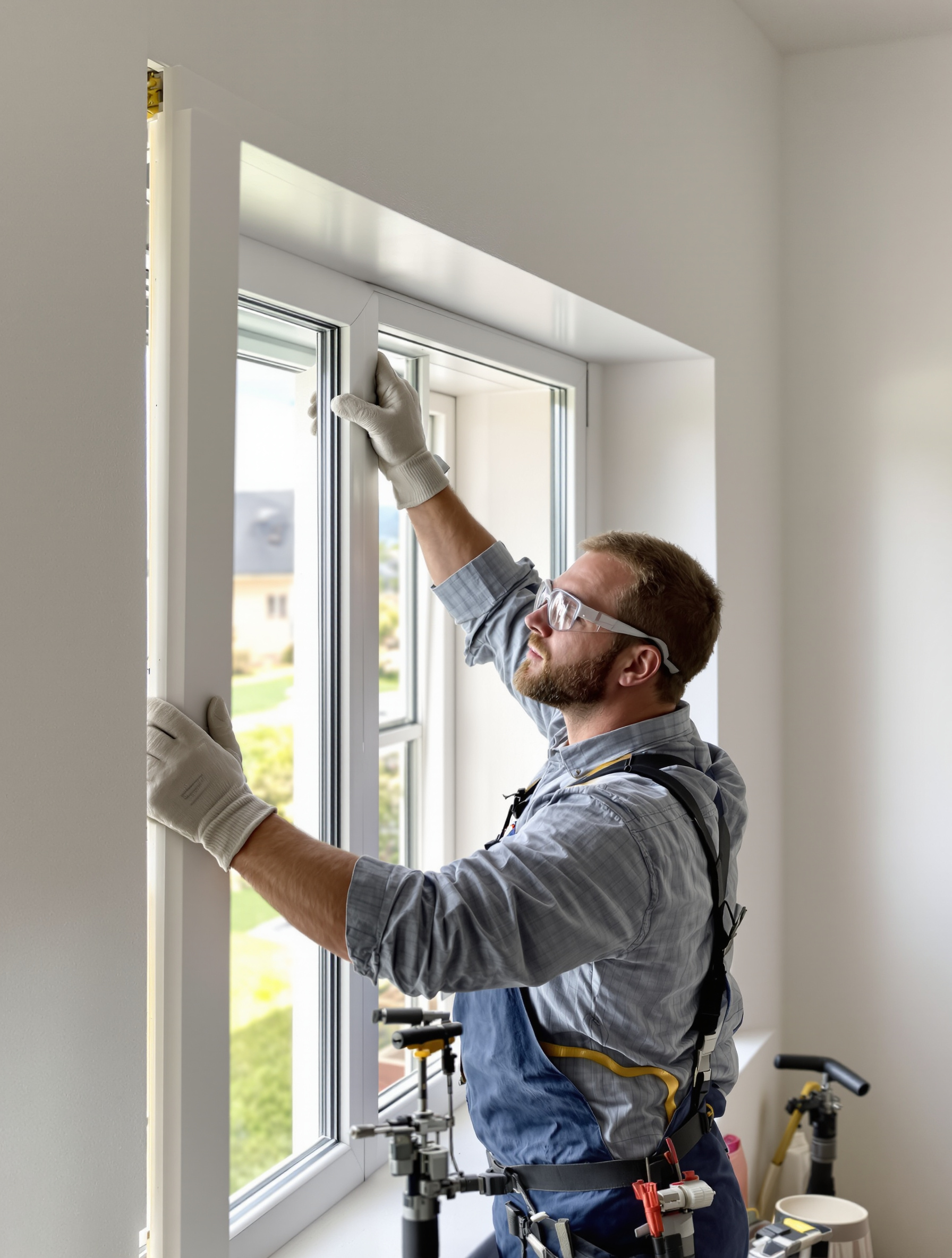 Artisan RGE posant des fenêtres double vitrage – rénovation énergétique maison