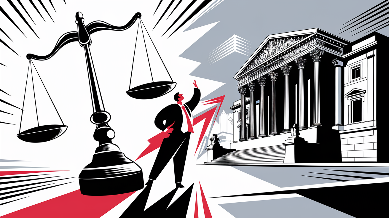 Balance de justice penchant pour le petit propriétaire face à une mairie imposante