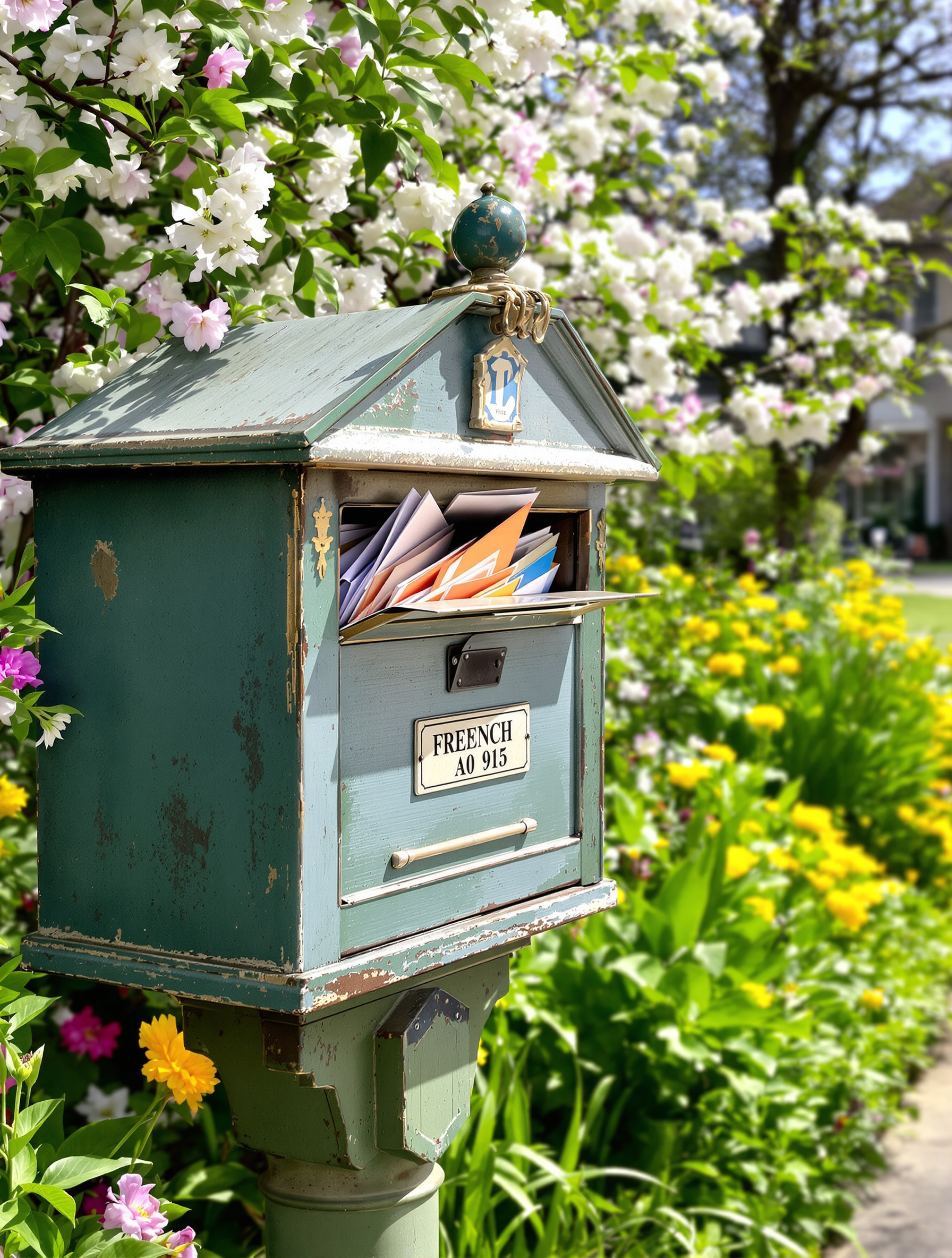 Boîte aux lettres débordante au printemps – attente du chèque énergie