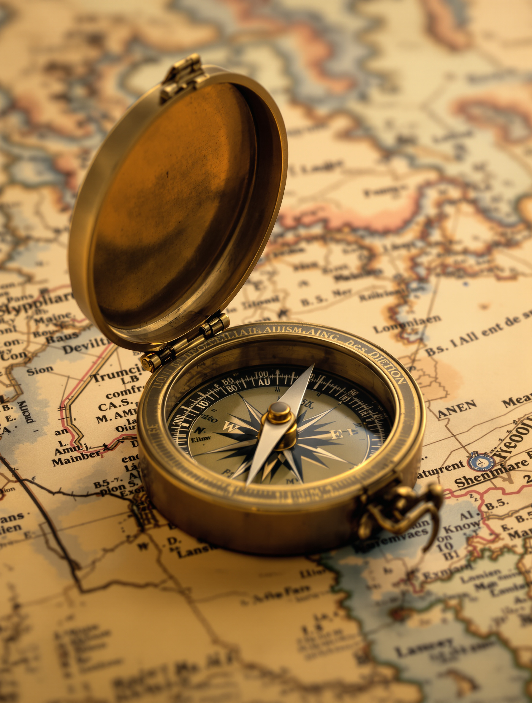 Boussole ancienne sur une carte : trouver le bon guide spécialisé