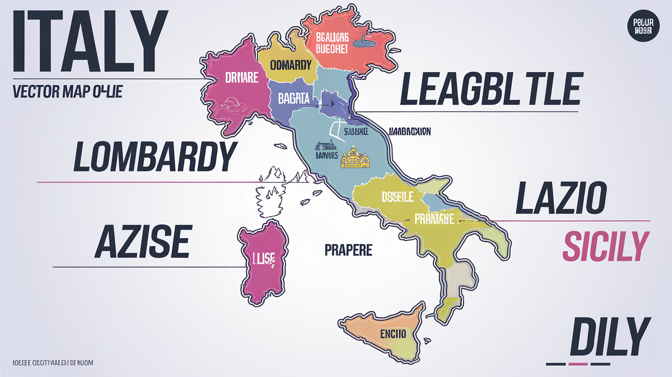 Carte stylisée des régions scolaires italiennes pour vacances 2026
