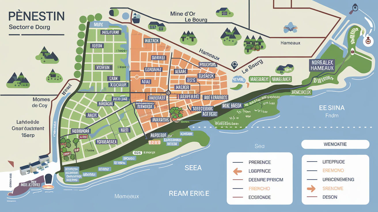 Carte des secteurs de Pénestin et différences de prix