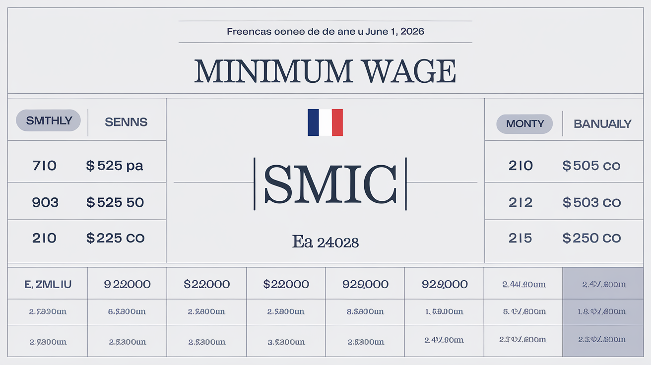 Chiffres clés du SMIC au 1er juin 2026 : montant horaire brut/net, mensuel et annuel présentés sobrement.