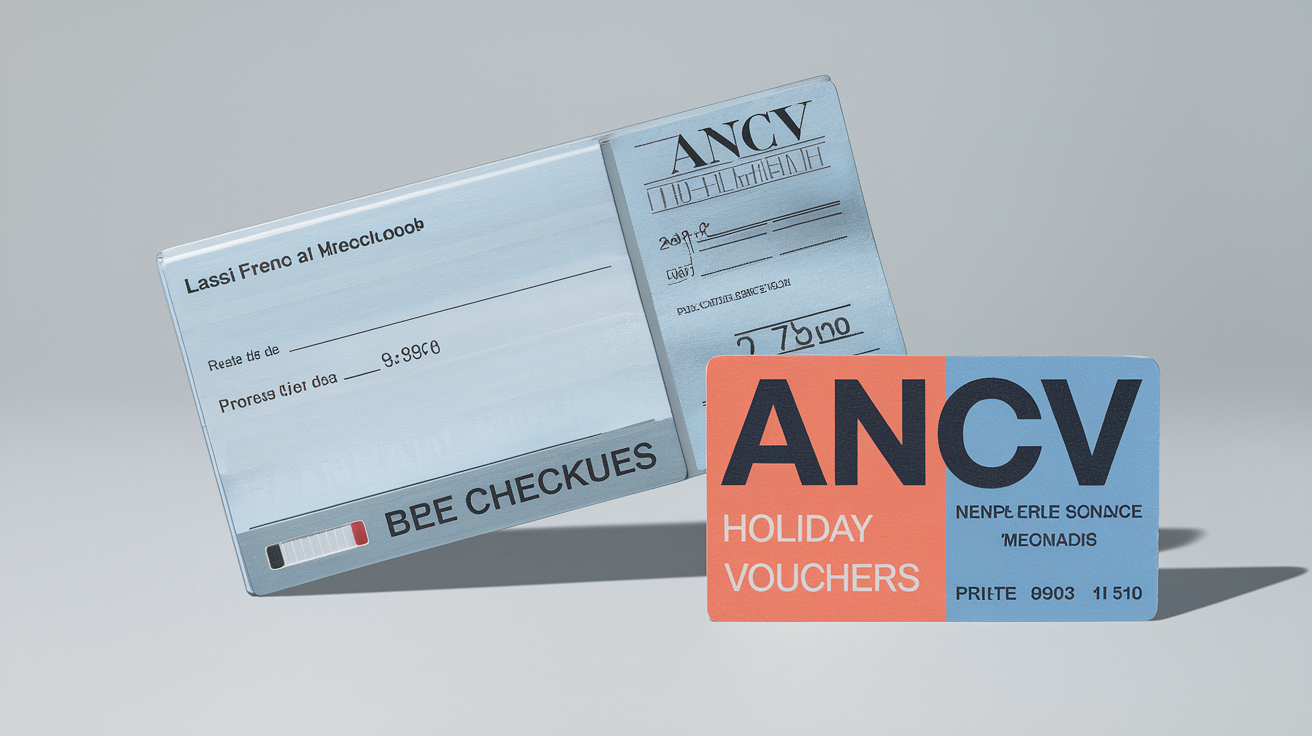 Comparatif entre un chéquier bancaire classique et des chèques vacances ANCV montrant la présence d'une date de péremption.