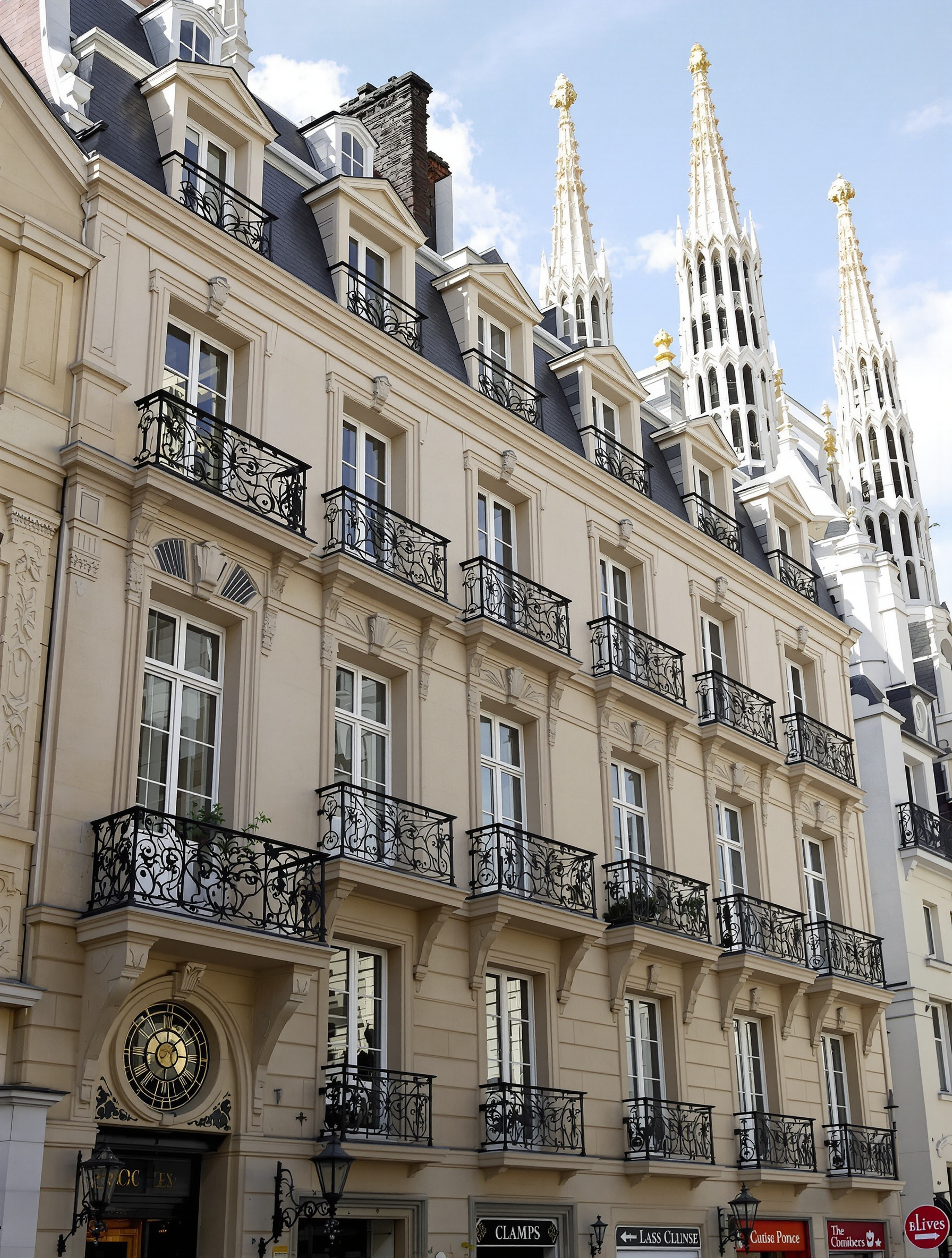 Façade d'un bel immeuble haussmannien dans le centre-ville de Reims, près de la cathédrale gothique, symbolisant un projet d'achat immobilier dans la Cité des Sacres.