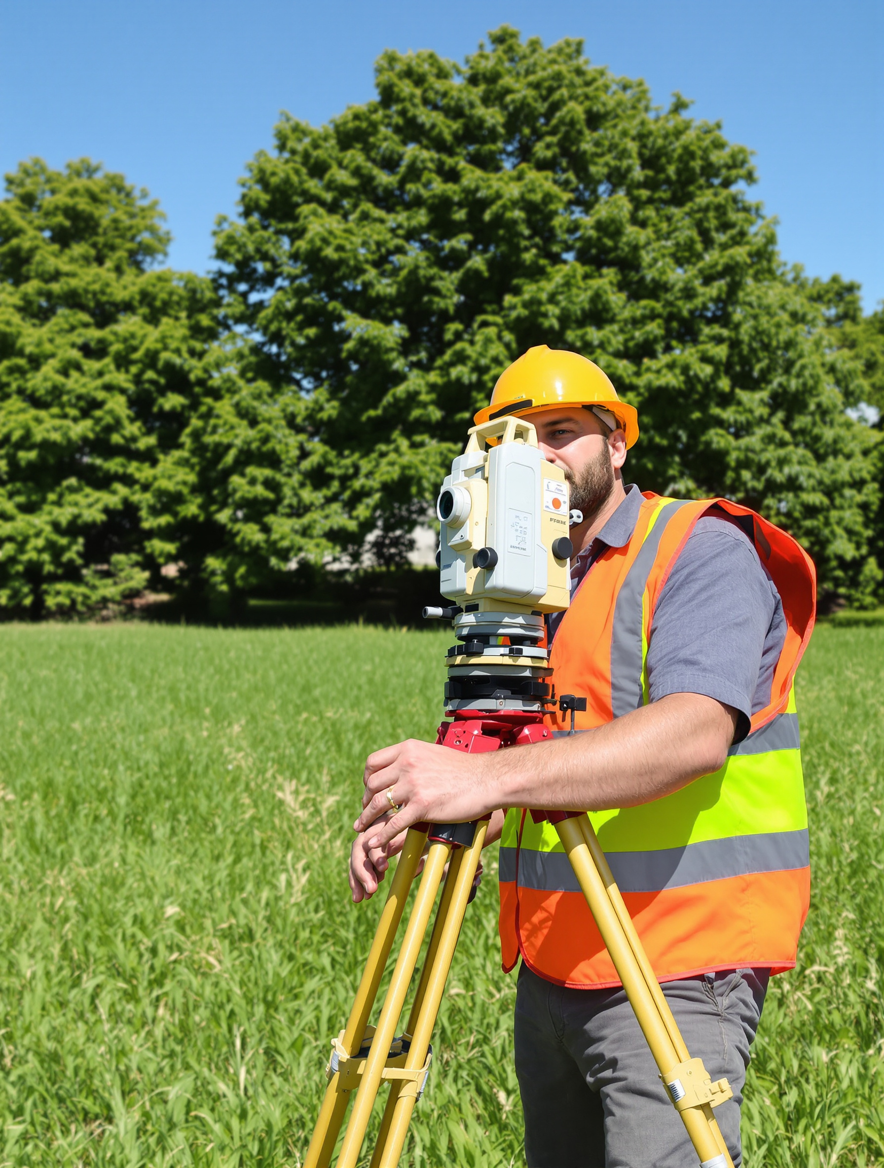 Un géomètre-expert en action sur un terrain ouvert