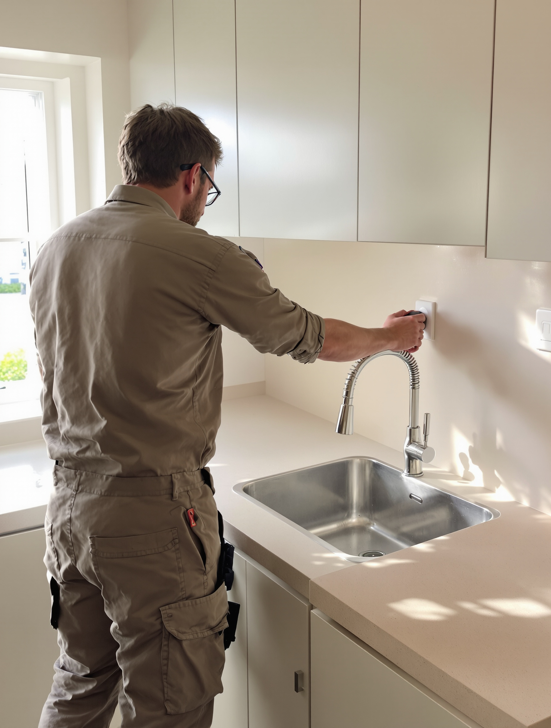 Visite technique location maison Eure - contrôle pression eau robinet et prises électriques