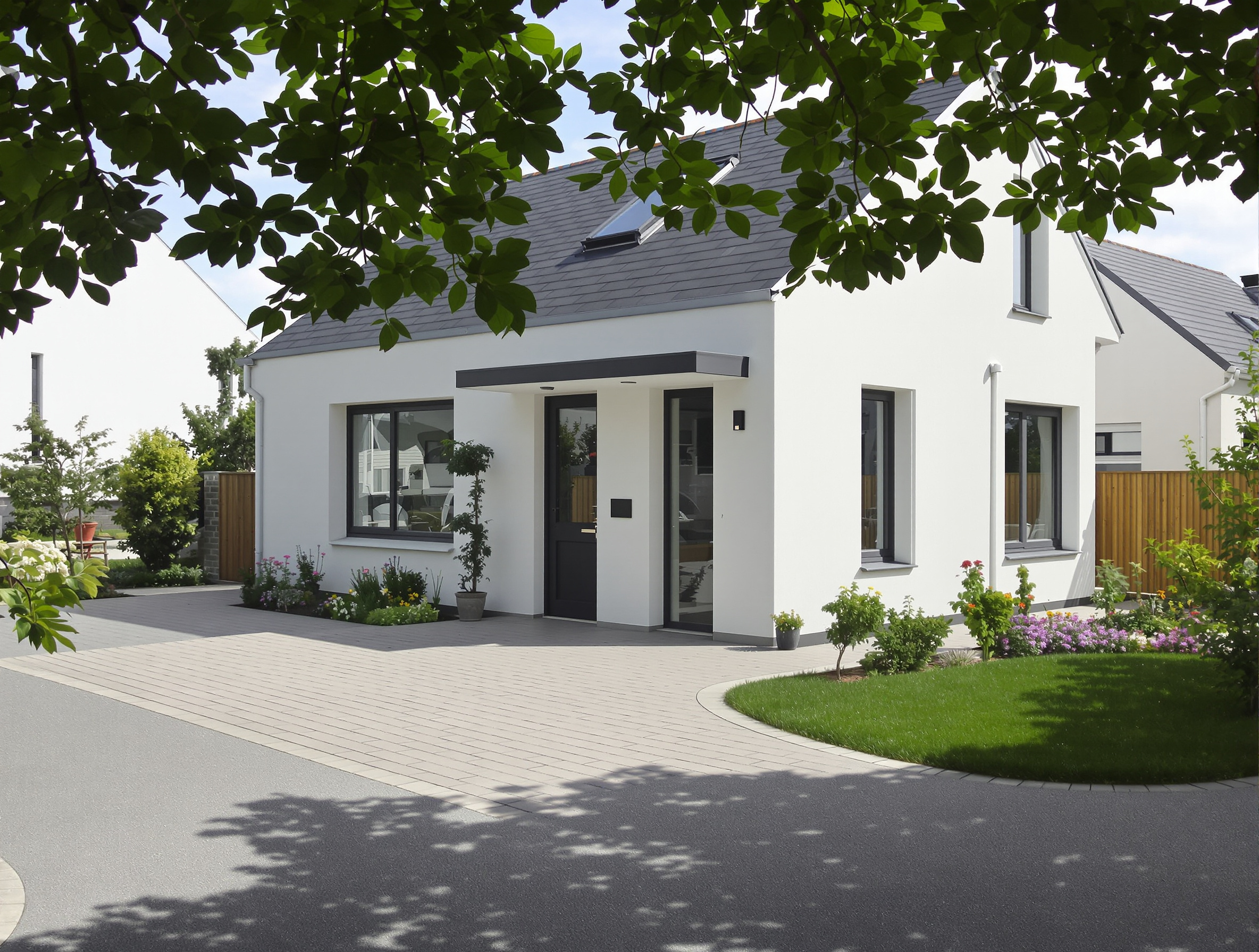 Une maison de plain-pied moderne et bien entretenue dans un quartier résidentiel calme du Morbihan.
