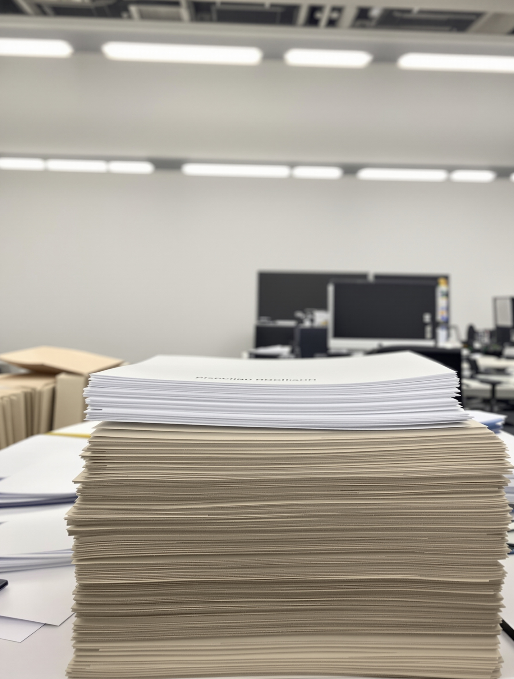 Pile de dossiers HLM sur un bureau administratif