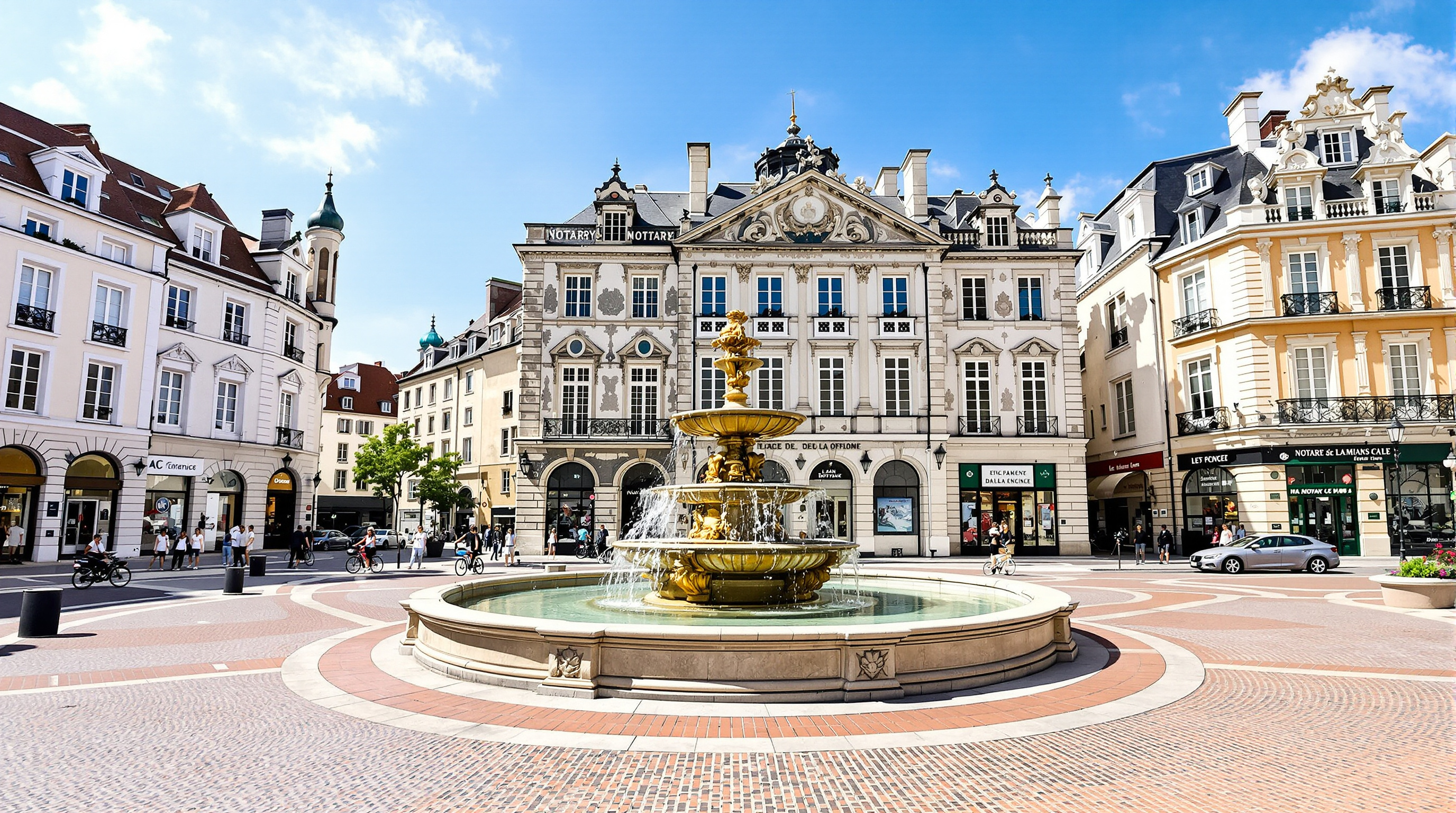 Place de la République au Mans, point central d'activité notariale