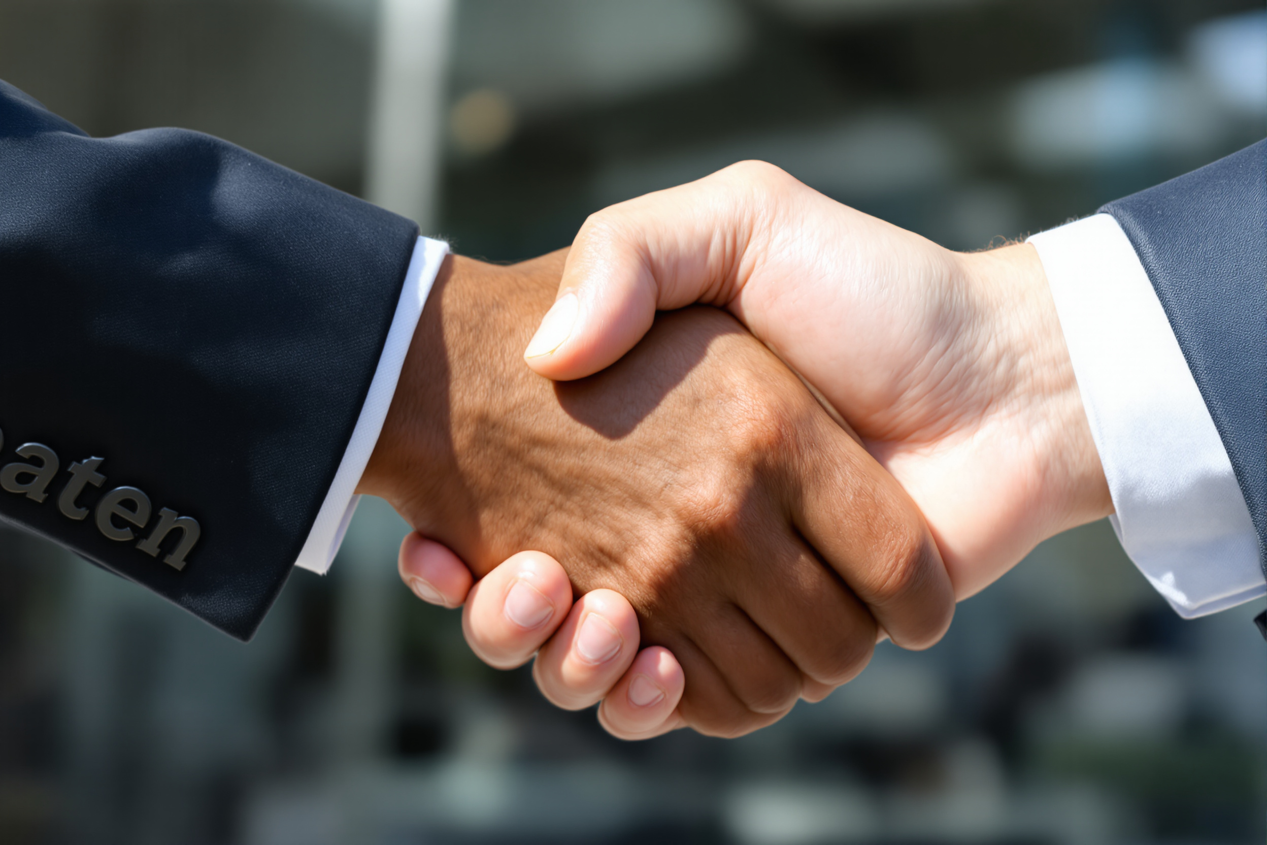 Poignée de main ferme et décidée – symbole d’un pacte de confiance solide pour déléguer un pouvoir
